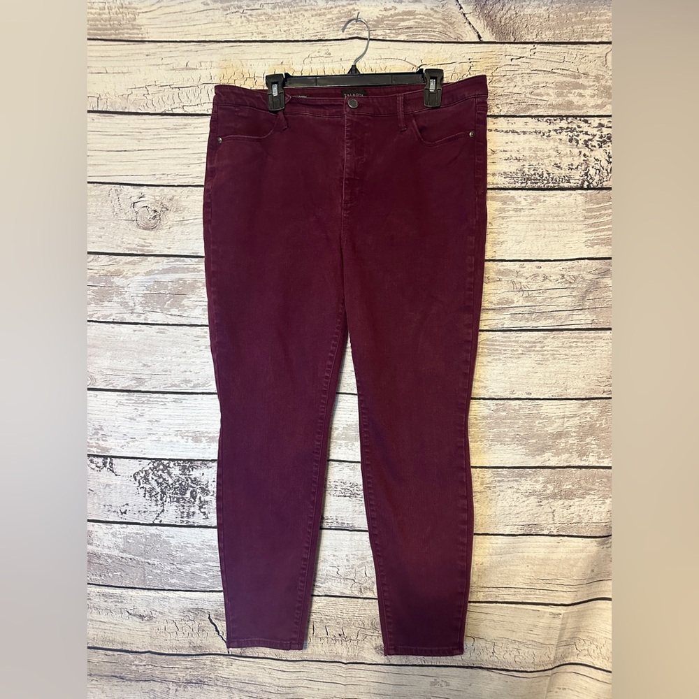 Talbots Size 16 Burgundy Jeggings Stretch Pull On Skinny Pants